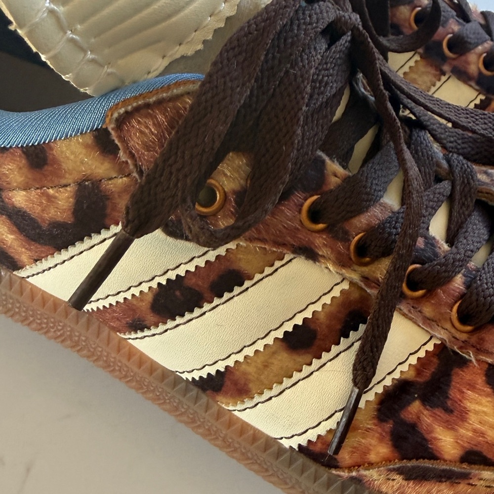 adidas wales Bonner Leopard-Print Sneakers in Brown and Blue - Picture 10 of 14